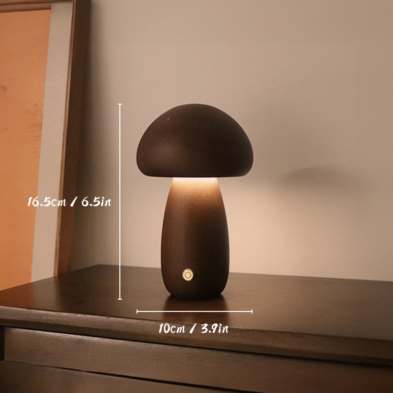 Rechargeable Wooden Mushroom Lamp