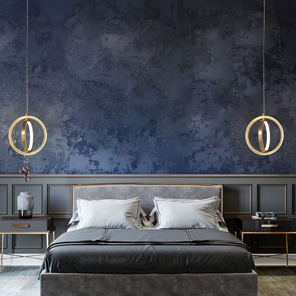 Gold 2-Ring LED Pendant Lamp