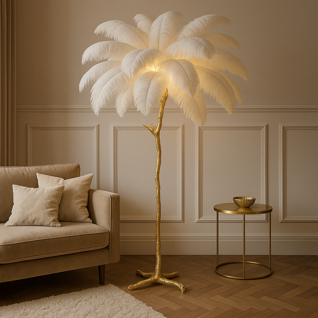 Ostrich Feather Floor Lamp