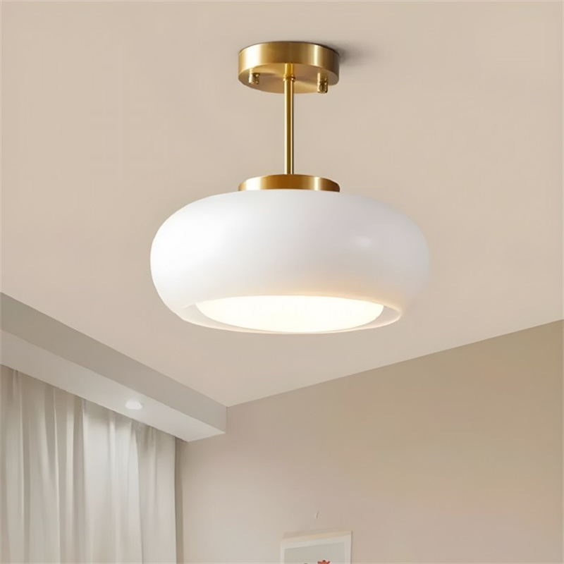 Retro Amber Round Glass Ceiling Light
