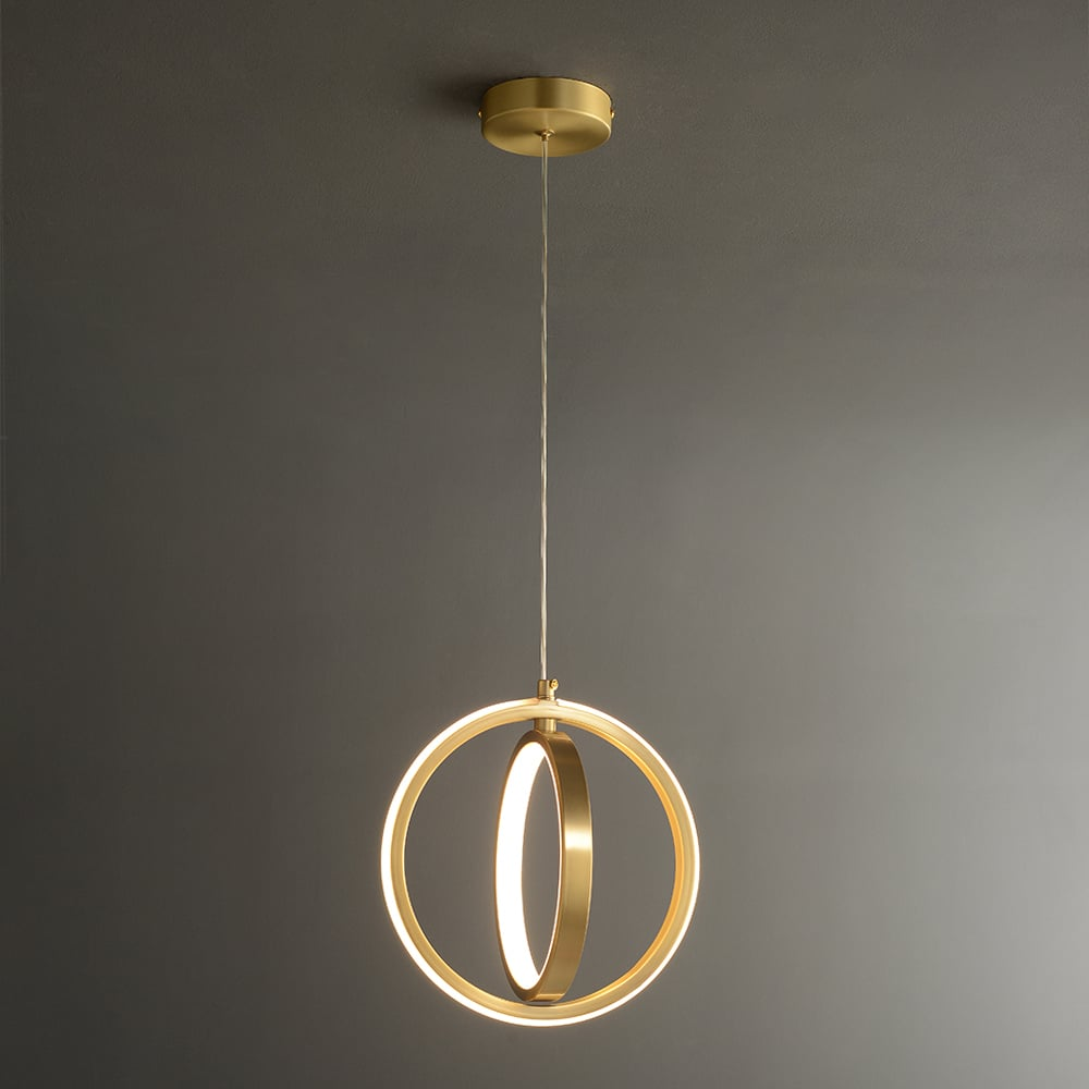Gold 2-Ring LED Pendant Lamp