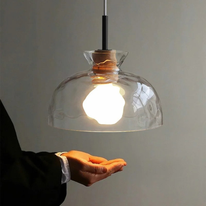 Art Ripple Glass Wood Pendant