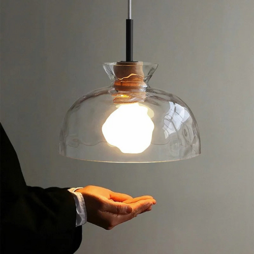 Art Ripple Glass Wood Pendant