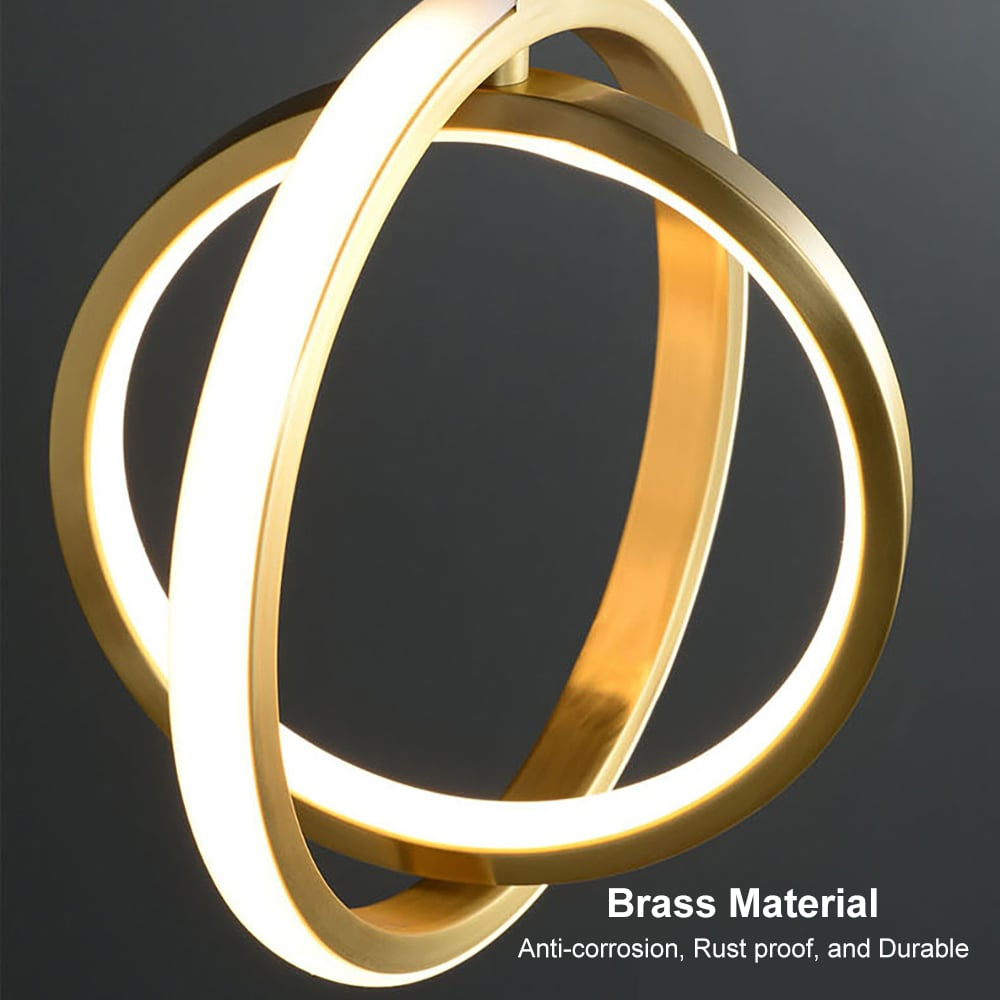Gold 2-Ring LED Pendant Lamp