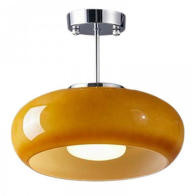 Retro Amber Round Glass Ceiling Light