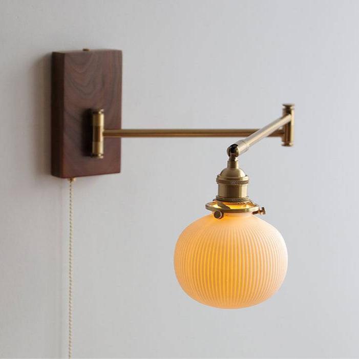 Ceramic Wall Light with Wood Plate