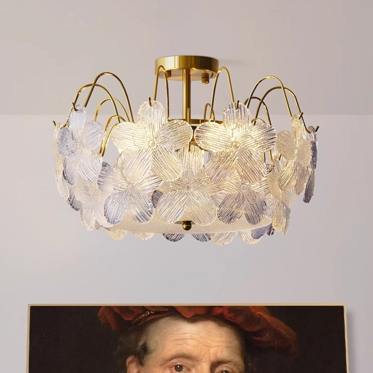 Vintage Stained Glass Flower Chandelier