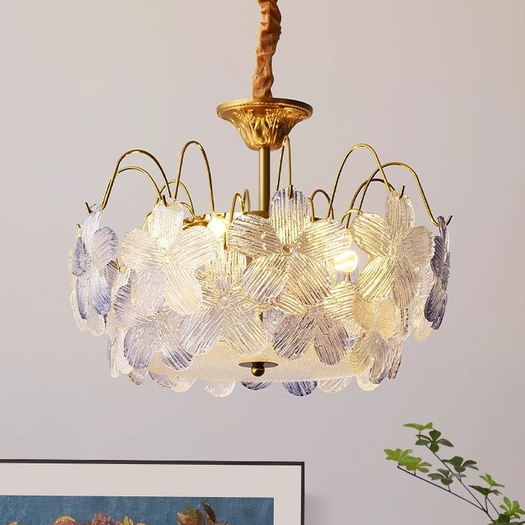 Vintage Stained Glass Flower Chandelier