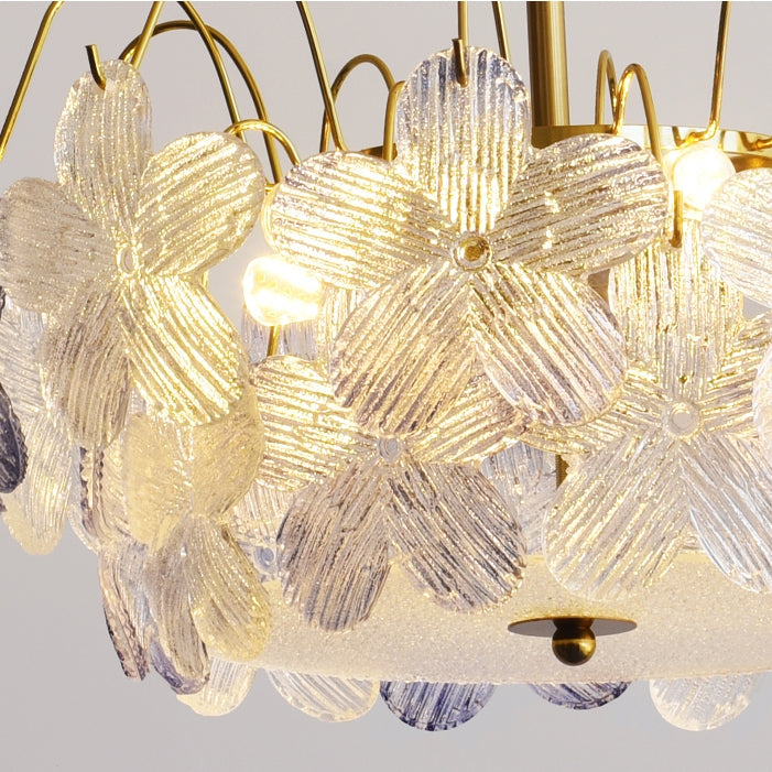 Vintage Stained Glass Flower Chandelier