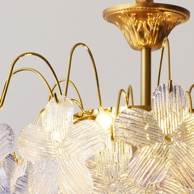 Vintage Stained Glass Flower Chandelier