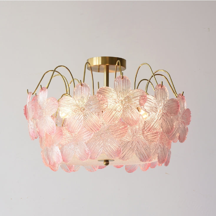Vintage Stained Glass Flower Chandelier