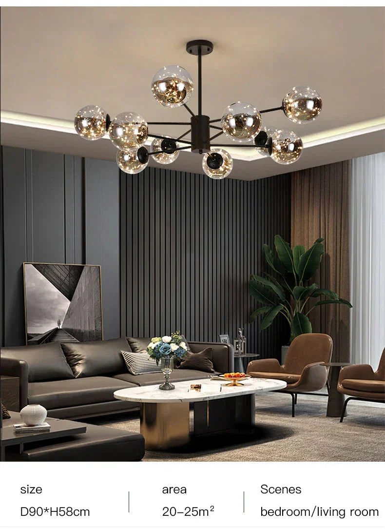 NobleLuminance Glass Globe Chandelier