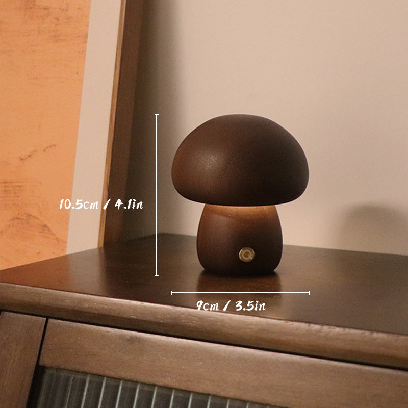 Rechargeable Wooden Mushroom Lamp