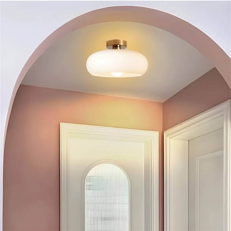 Retro Amber Round Glass Ceiling Light