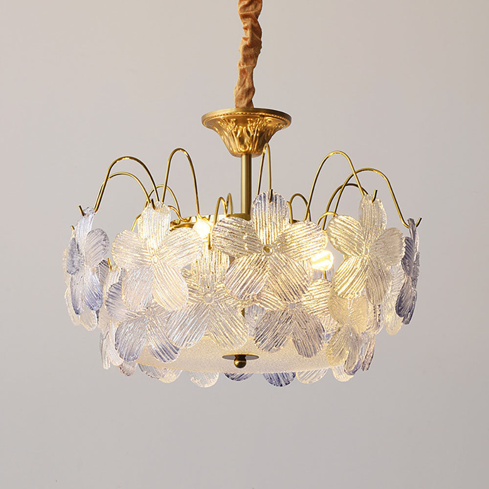 Vintage Stained Glass Flower Chandelier