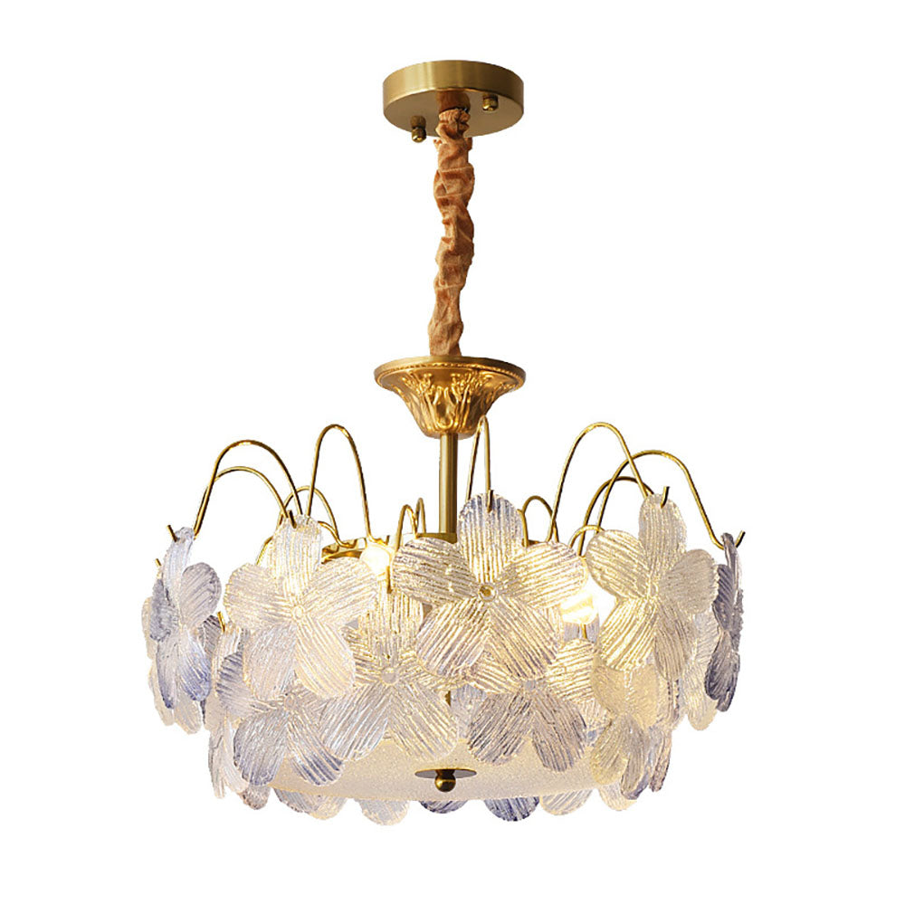 Vintage Stained Glass Flower Chandelier