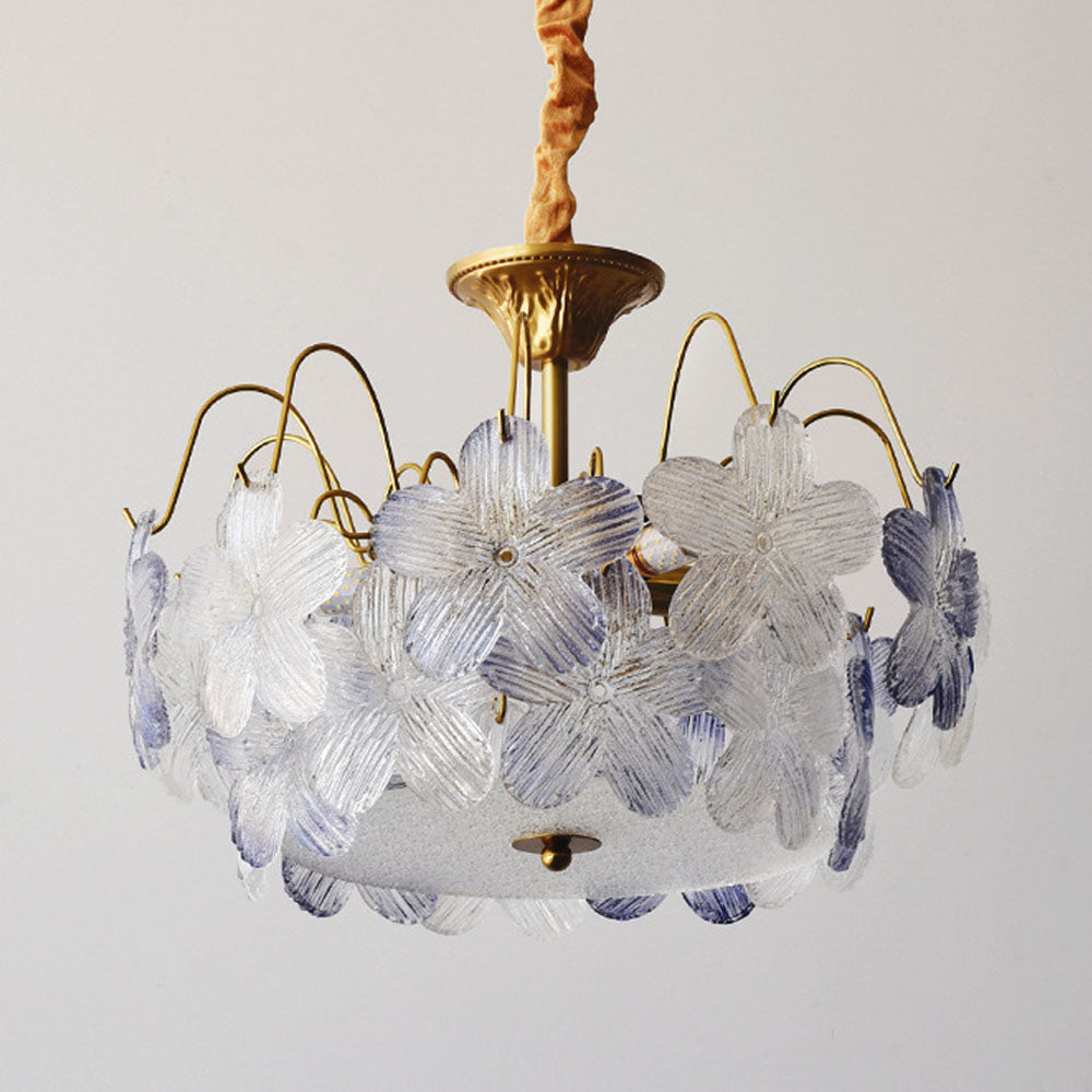 Vintage Stained Glass Flower Chandelier