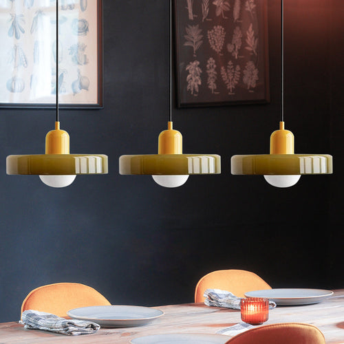 3-Head Bauhaus Colored Glass Pendant