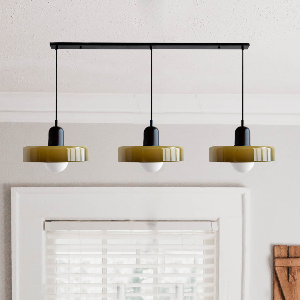 3-Head Bauhaus Colored Glass Pendant