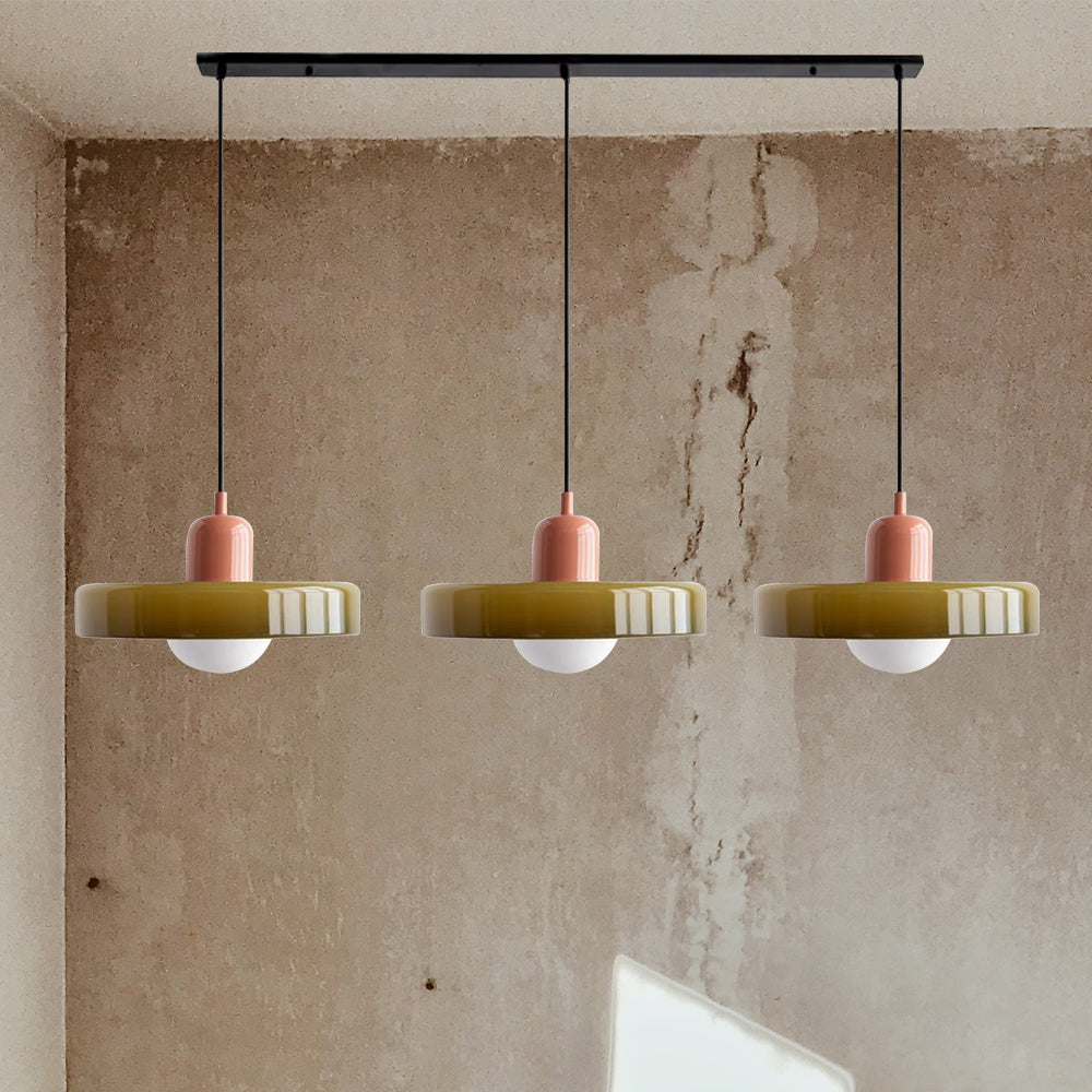 3-Head Bauhaus Colored Glass Pendant