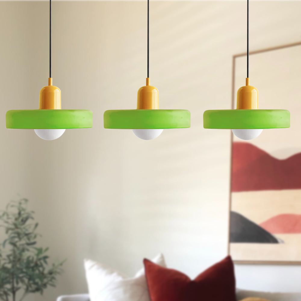 3-Head Bauhaus Colored Glass Pendant