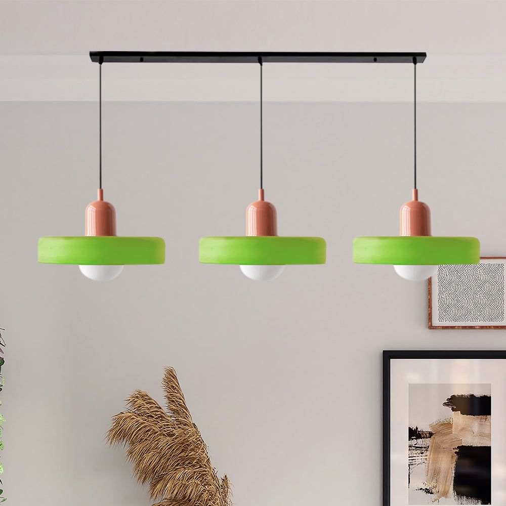 3-Head Bauhaus Colored Glass Pendant