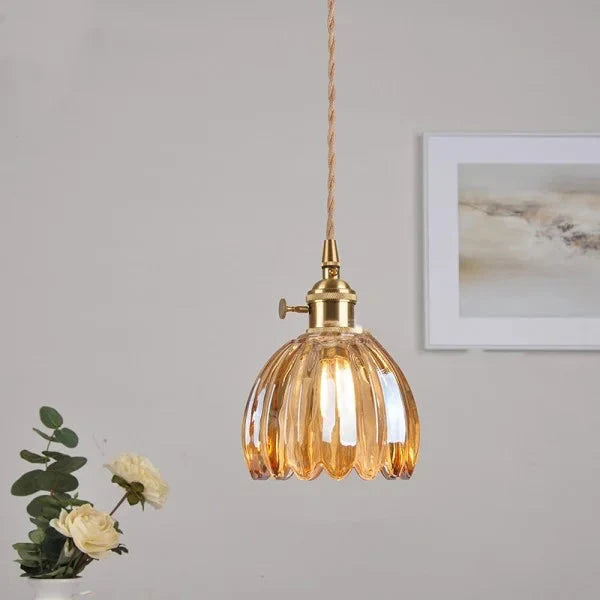 Japanese Retro Glass Flower Pendant