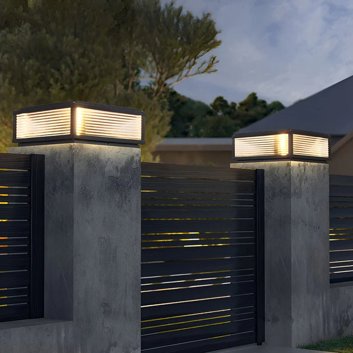 Ribbed Glass Outdoor Post Light