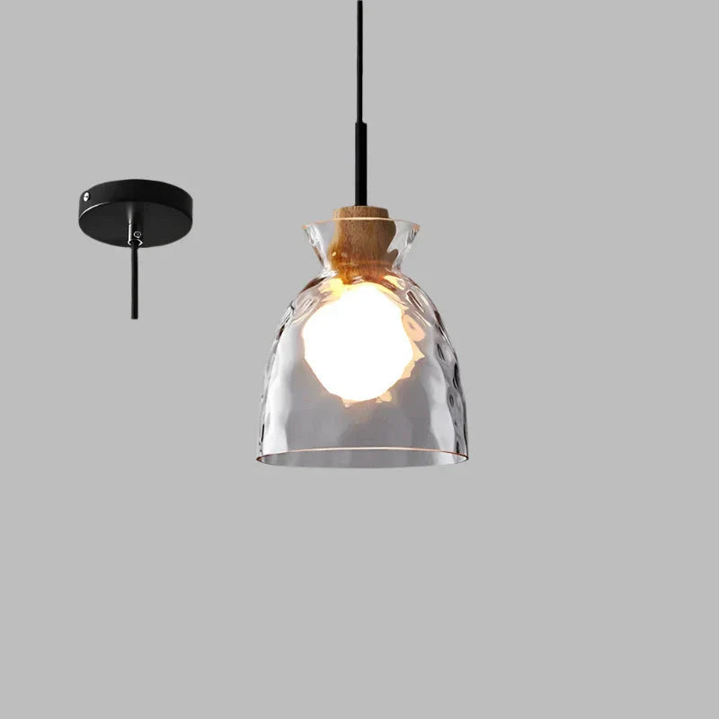 Art Ripple Glass Wood Pendant