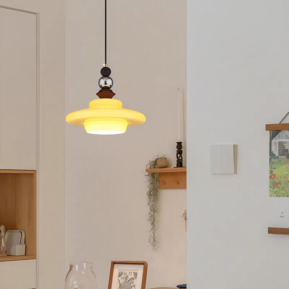 Medieval Beige Glass Dining Pendant