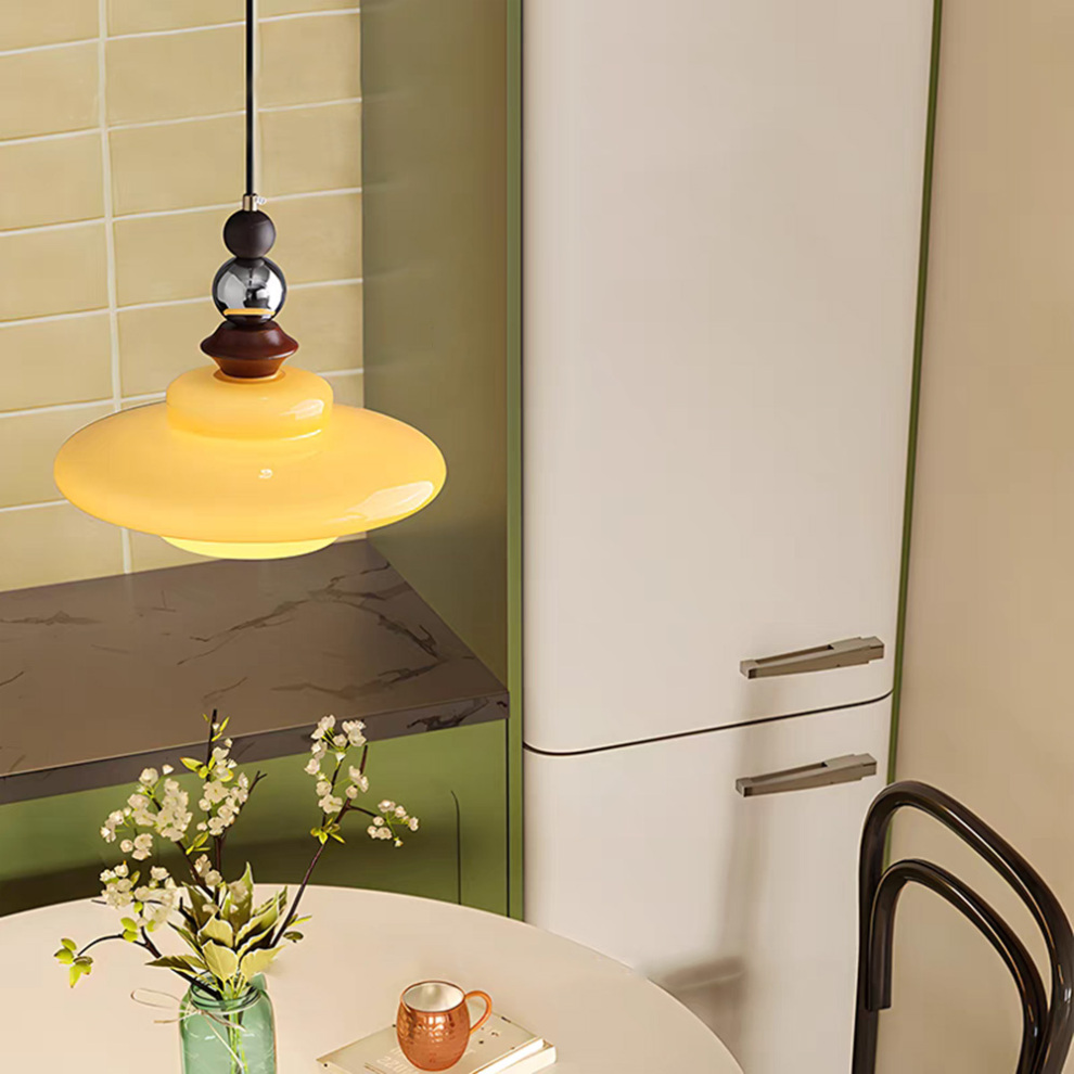 Medieval Beige Glass Dining Pendant