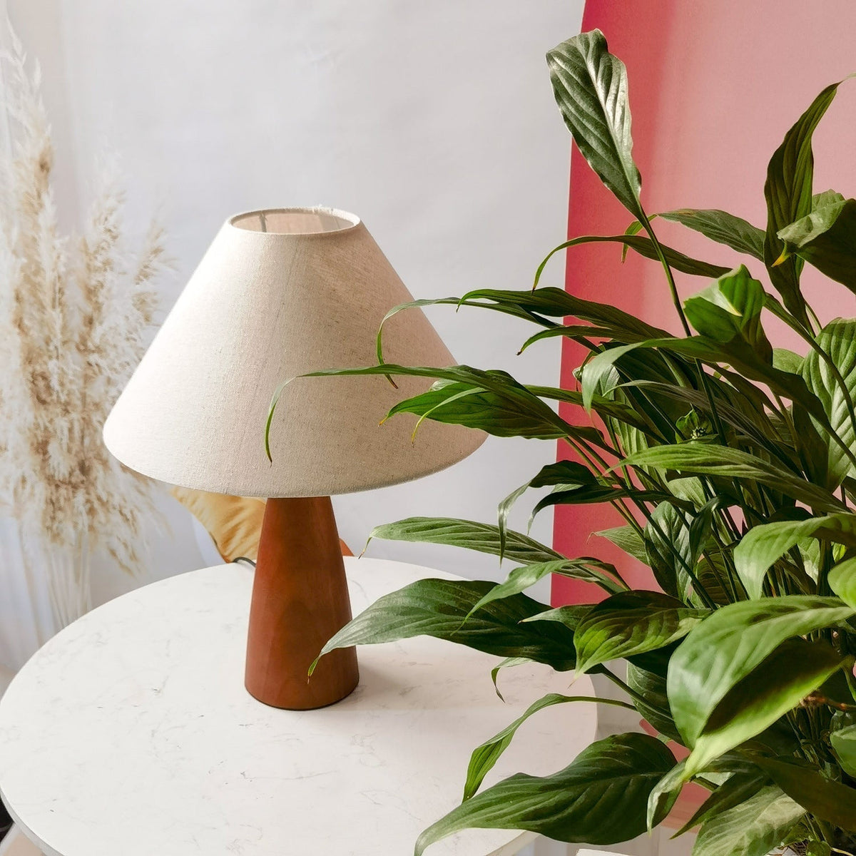 Mid-Century Solid Wood Table Lamp